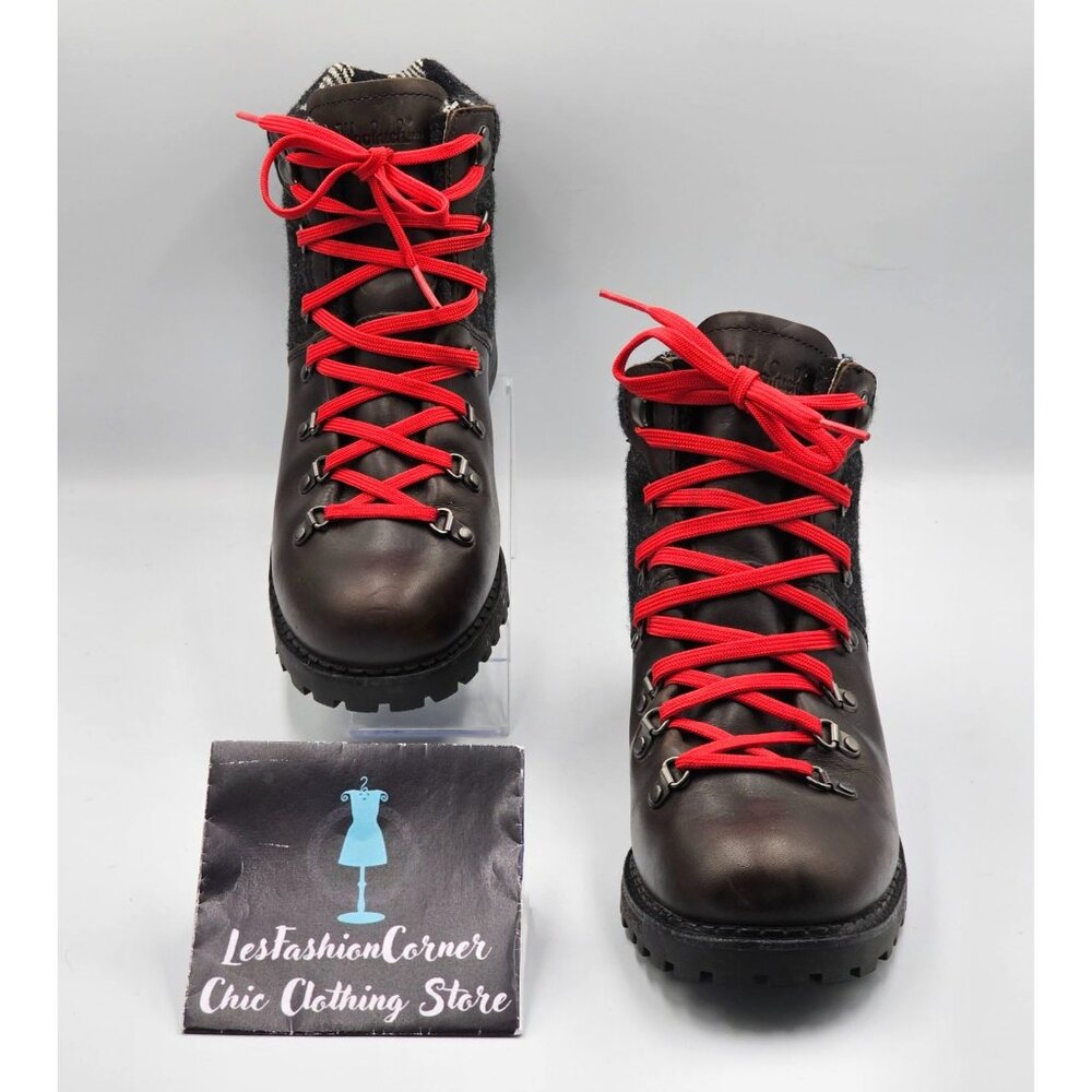 Woolrich Rockies Women's Brown Leather Dark Gray Wool Hiking Boots Sz 9.5 2908 - Picture 13 of 16